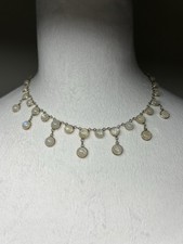 925 Sterling Silver Moonstone Dangle Necklace 89mm Adjustable 16.5 Vintage