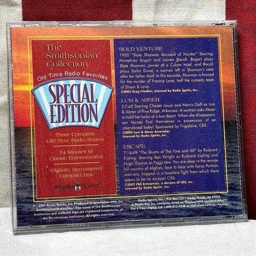 SMITHSONIAN vtg radio CD Bold Venture audio Lum Abner classic Escape WWII Bogart - Picture 2 of 2