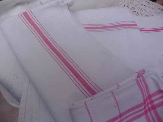 LOT 8 TORCHONS ANCIENS LIN X COTON TOUS DIFFERENTS - Photo 3/4