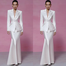2026 Newest Women Suit Silk Satin Fashional Dress Suit Prom Banuqet Stylish 2Pcs