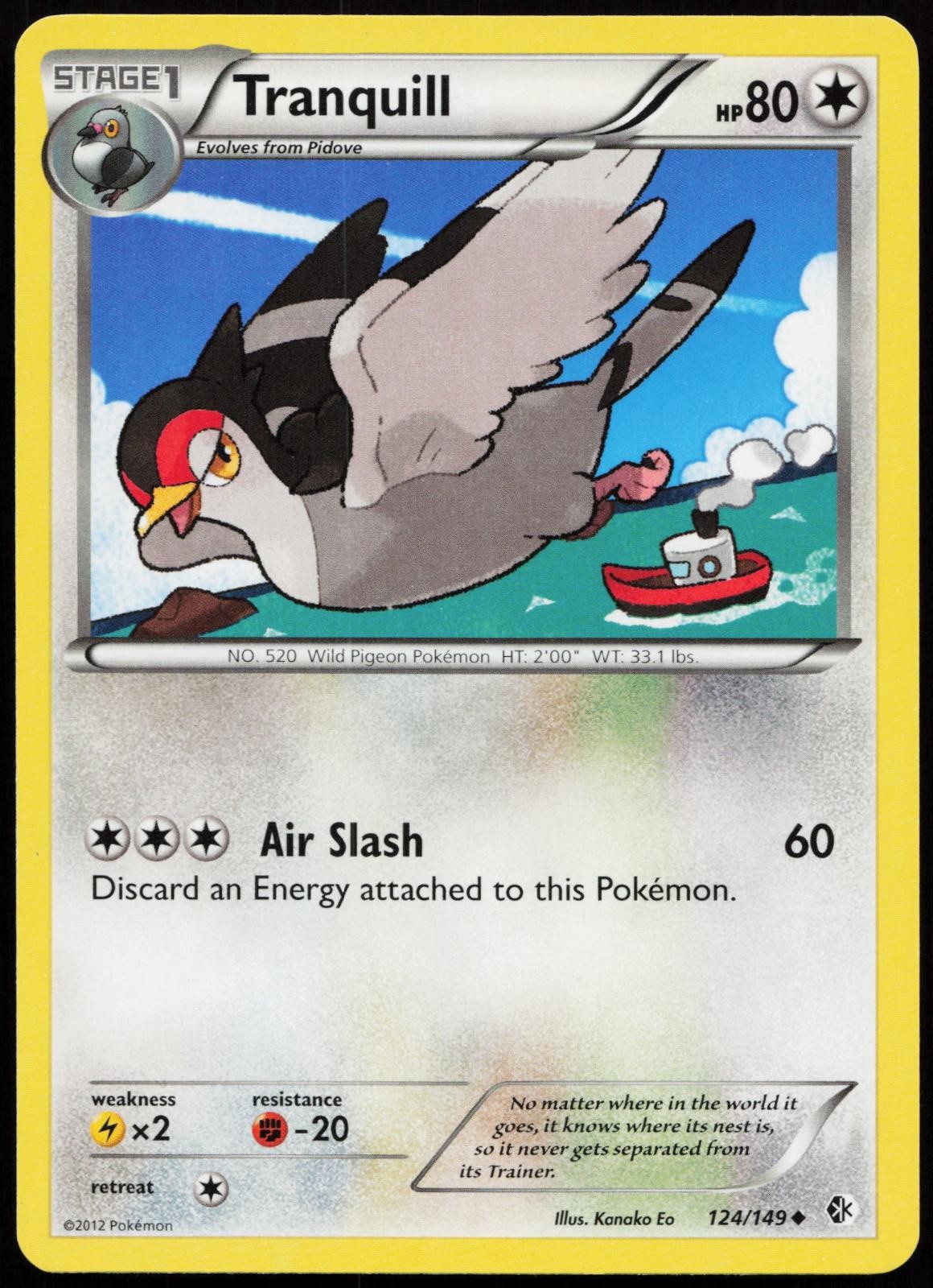 Tranquill 124/149 Uncommon Boundaries Crossed Pokemon Lightly Played