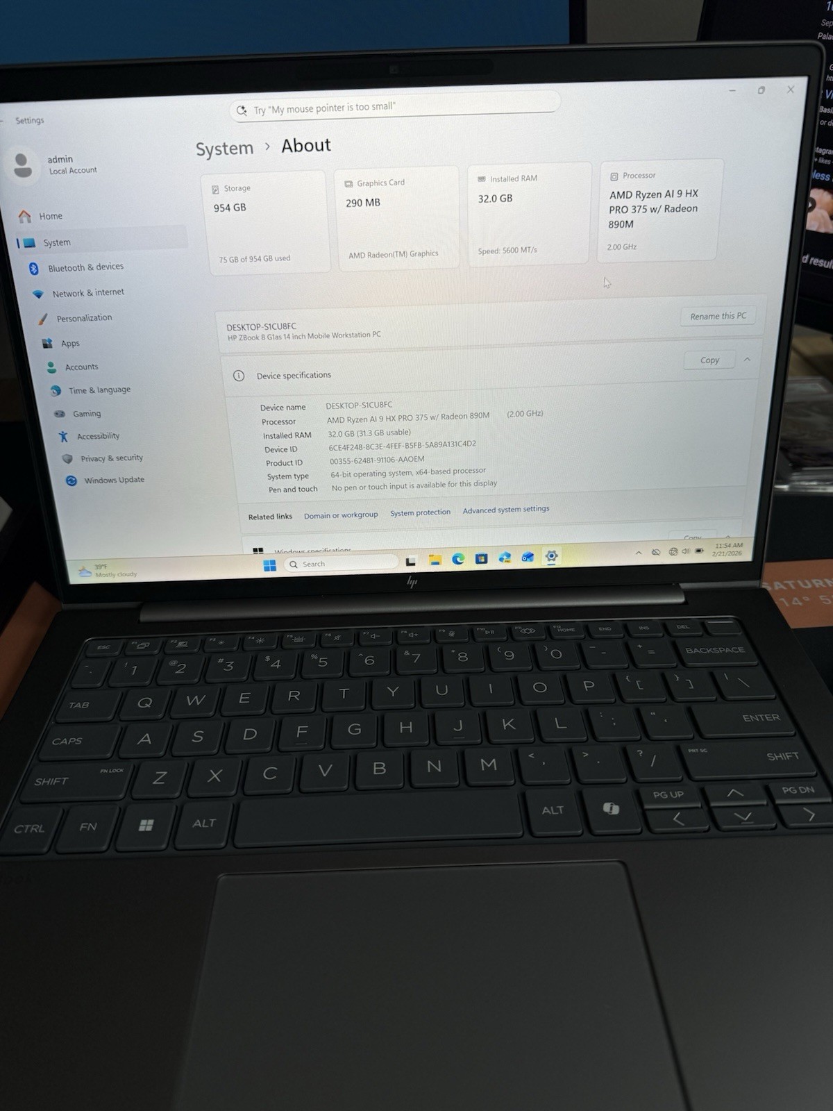 Hp zbook 8 g1as 14" ryzen ai 9 hx pro 375 w/ radeon 890m 32gb ram 1tb ssd