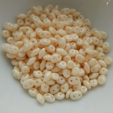 2x5mm SuperDuo Beads Chalk Beige Luster 10 grams Czech Glass Beads