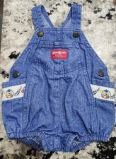 Vintage Osh-Kosh B' Gosh Vestbak Bubble Romper Bear Baseball Overalls 6-9 months