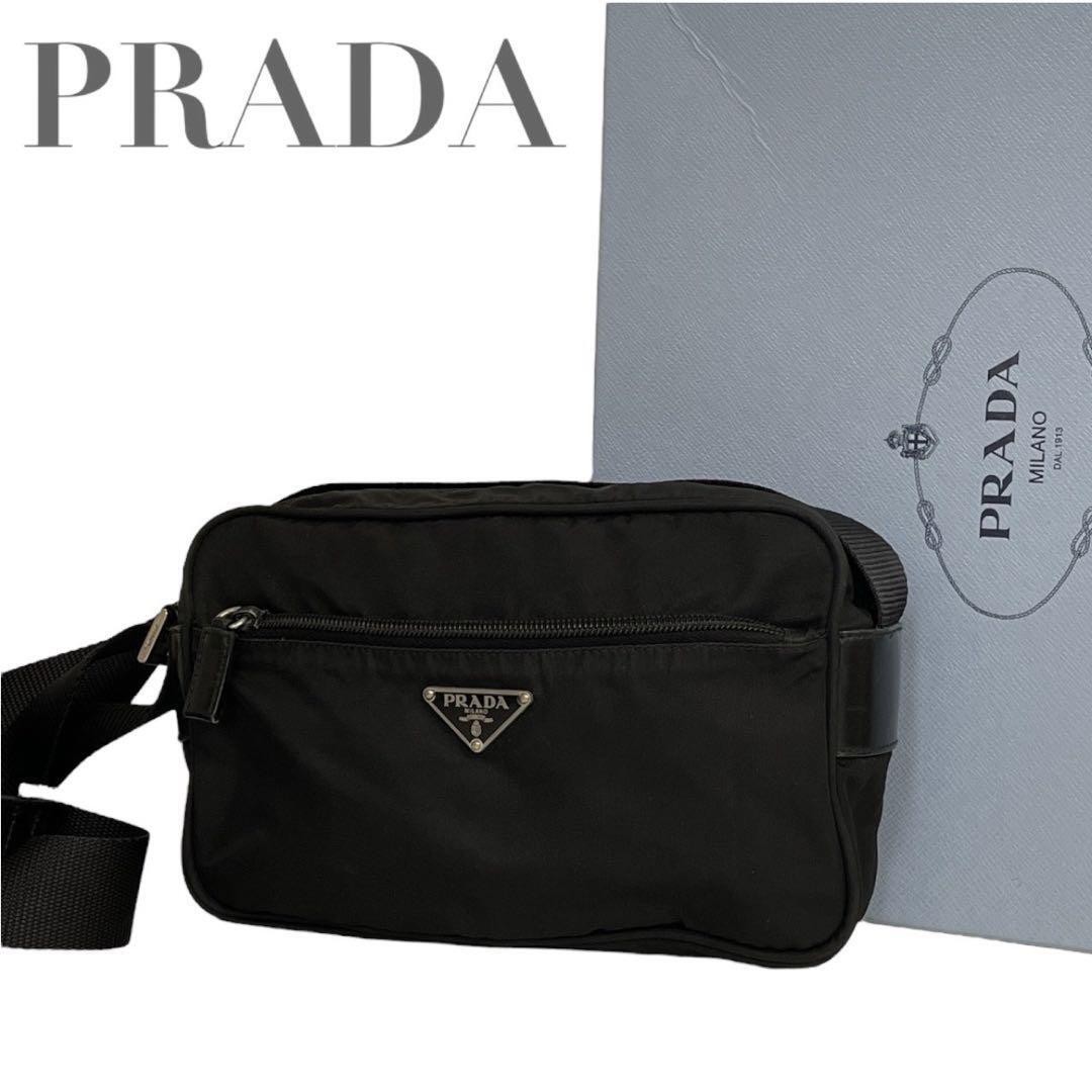 RARE Prada Triangle Logo Black Nylon Camera Shoulder Bag 4742