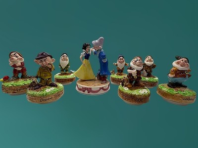 Schmid Disney Classic Figurines Snow White And Seven Dwarfs Music Boxes-Japan!