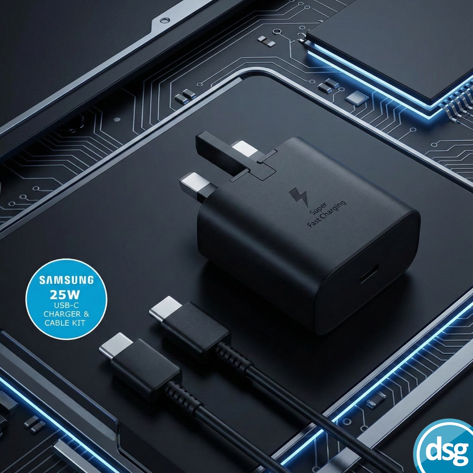 Official Samsung 25W Adaptive Fast PD Charger (with USB-C cable) - Black