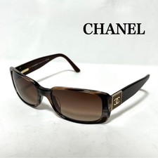 CHANEL 5115-Q Marble Brown Sunglasses CC Logo Gold Hardware Italy Authentic