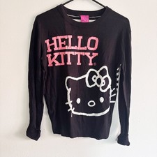 Hello Kitty Sz S Lightweight Graphic Print Sweater Striped Back Cuffed Sleeves