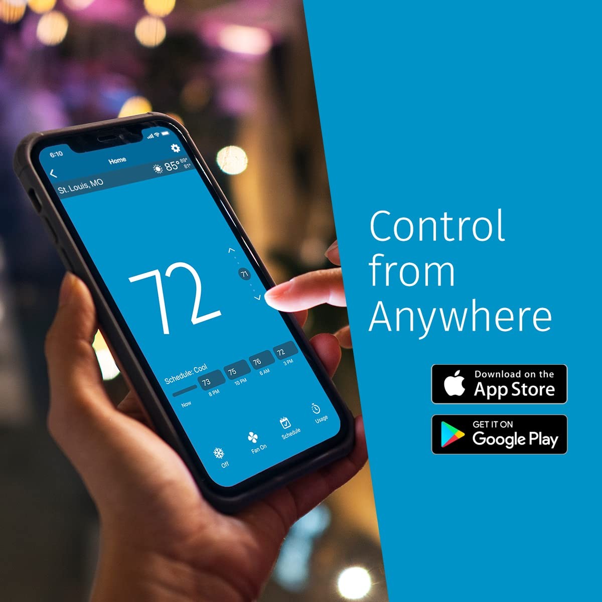 Sensi Smart Thermostat Silver HVAC Control Home Energy Savings App Remote