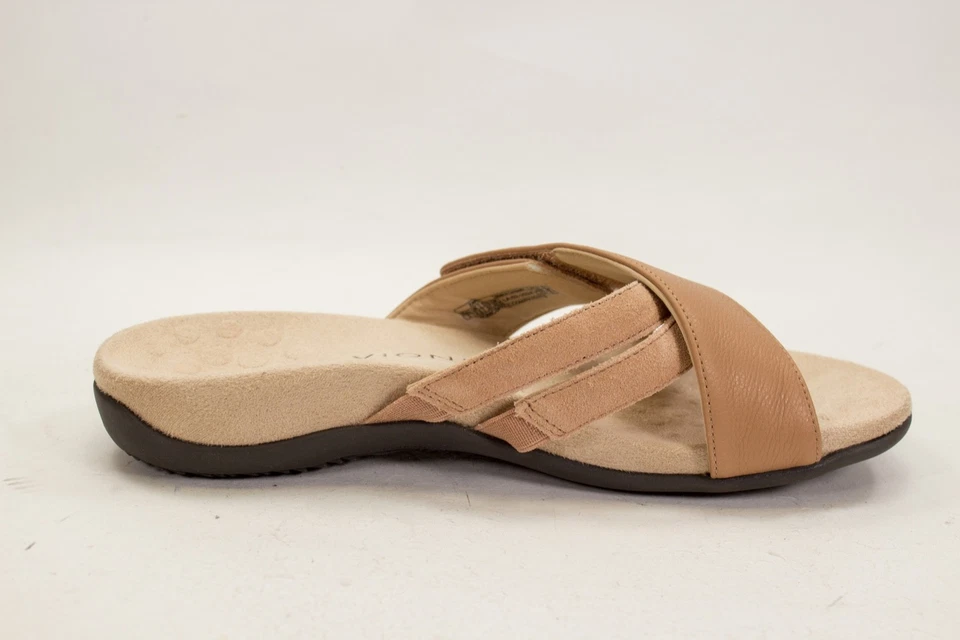 Sandálias Vionic Zarie Slide Feminina EUA 7 Couro Marrom Sapato de Apoio em Arco - Imagem 3 de 4