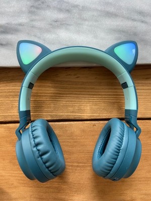 Kids Wireless Headphones Cat Ear Bluetooth with RGB LEDs with charging cable