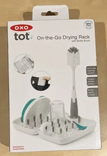 OXO Tot On-the-Go Drying Rack  Bottle Brush Portable GRAY WHITE WITH CARRY CASE