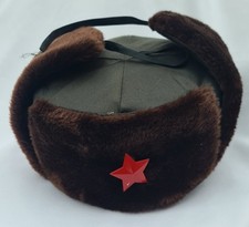 Chinese Russian Army Trooper MILITARY WINTER Hat Ushanka  Green Red Star Badge
