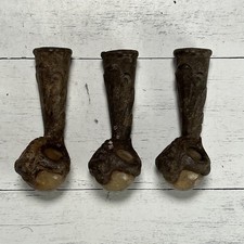 Antique Claw & Ball Piano Feet Set Three Furniture Claw Foot Cast Iron 1890s USA