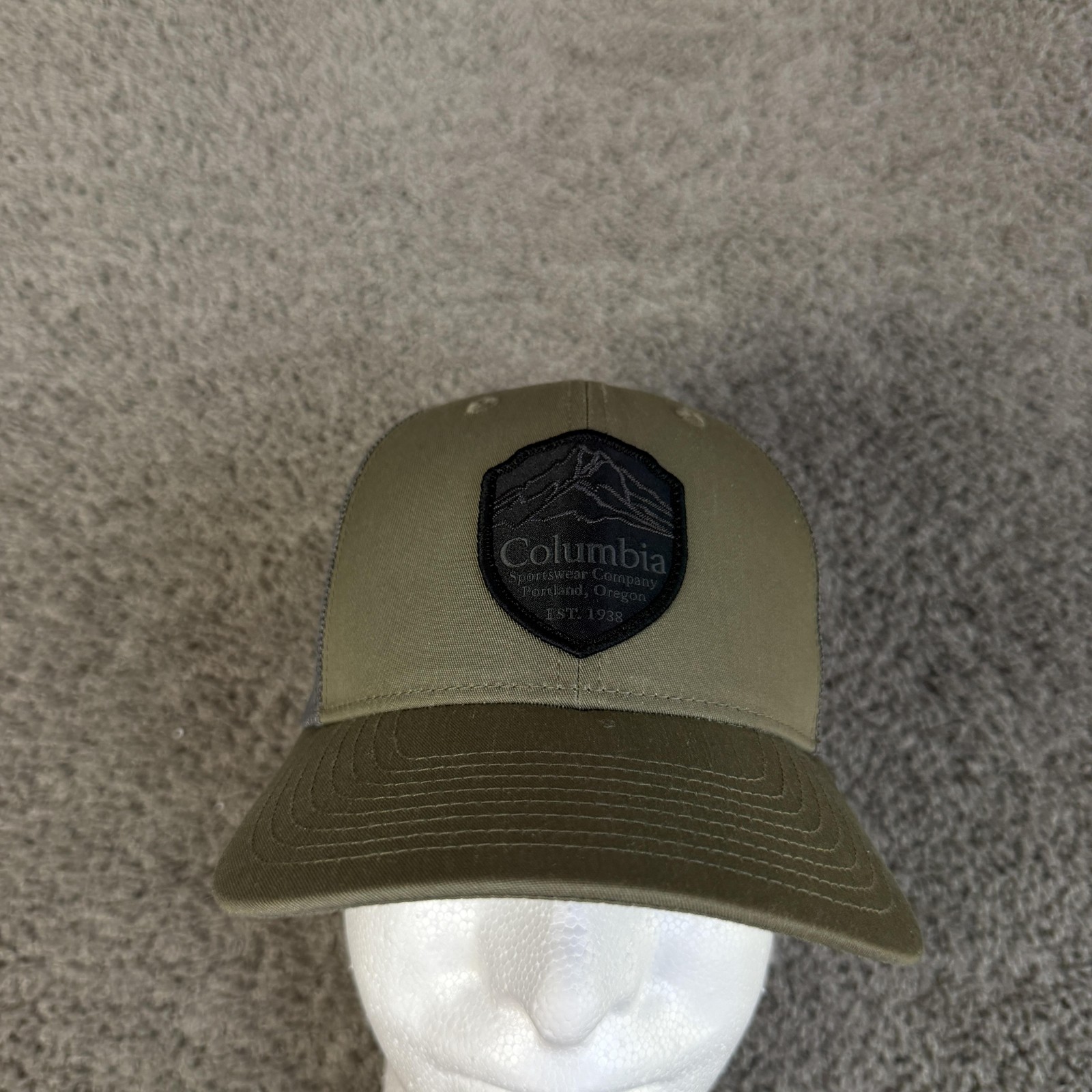 Cap Snap Back Mens One Size Green Mesh Trucker Patch Logo