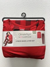 2-Piece ClimateRight by Cuddl Duds Women’s XL Base Layer Top Legging Set • Red