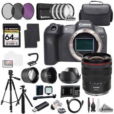 Canon EOS R8他 Canon EOS R8 + RF 14-35mm f/4 L IS USM Lens+64GB+ExtBat+9PCFltr