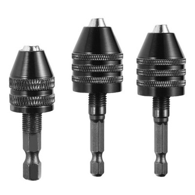 Set Of 3 Hexagonal Shank Three Jaw Chucks For Power Tool Providing Stable Hold