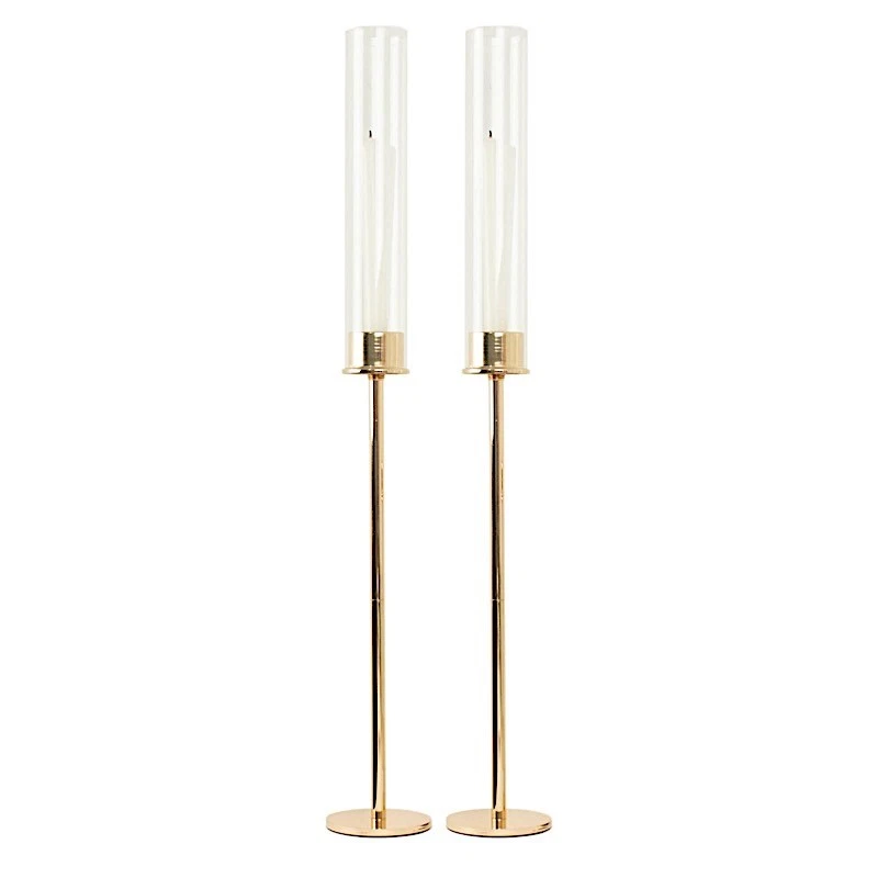 PLATA 2 Metales 24" Hurricane Cónico PORTAVELAS Cilindro Transparente Vidrio Tonos Foto 2 de 4