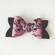 Disney Minnie Mouse Pink  Black Bow Hair Clip for Girls, Cartoon Theme