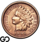 1898 Indian Head Cent Penny, Lustrous Near Gem BU++ RD