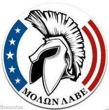 MOLON LABE AMERICAN FLAG HELMET BUMPER GREEK SPARTAN STICKER DECAL MADE IN USA