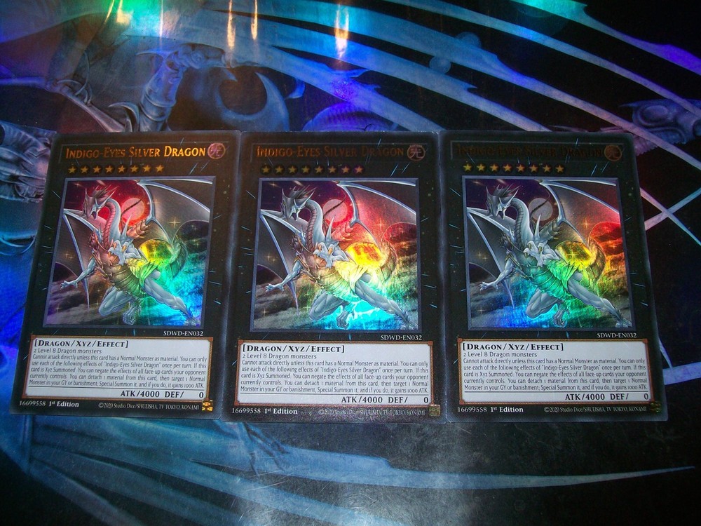 3x Ultra Rare 1st Ed Indigo-Eyes Silver Dragon SDWD-EN032 YuGiOh Card