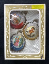 VTG Boxed Set 3 Christmas Tree Ball Ornaments By Wittig KG AAFES Western Germany