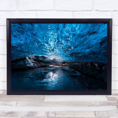 Tief im Inneren Vatnajökull Island Gletscher Eisblaue Höhle Kristall Wandkunstdruck