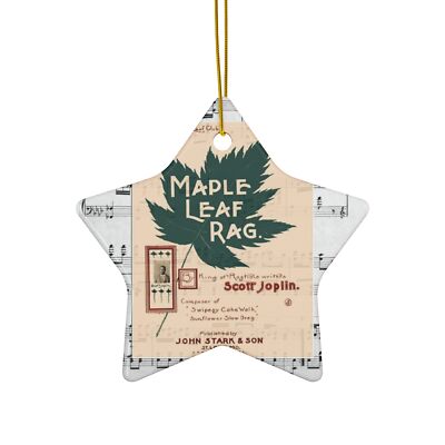 Ragtime Inspired Ceramic Ornament | Round or Star | Featuring The Maple Leaf Rag