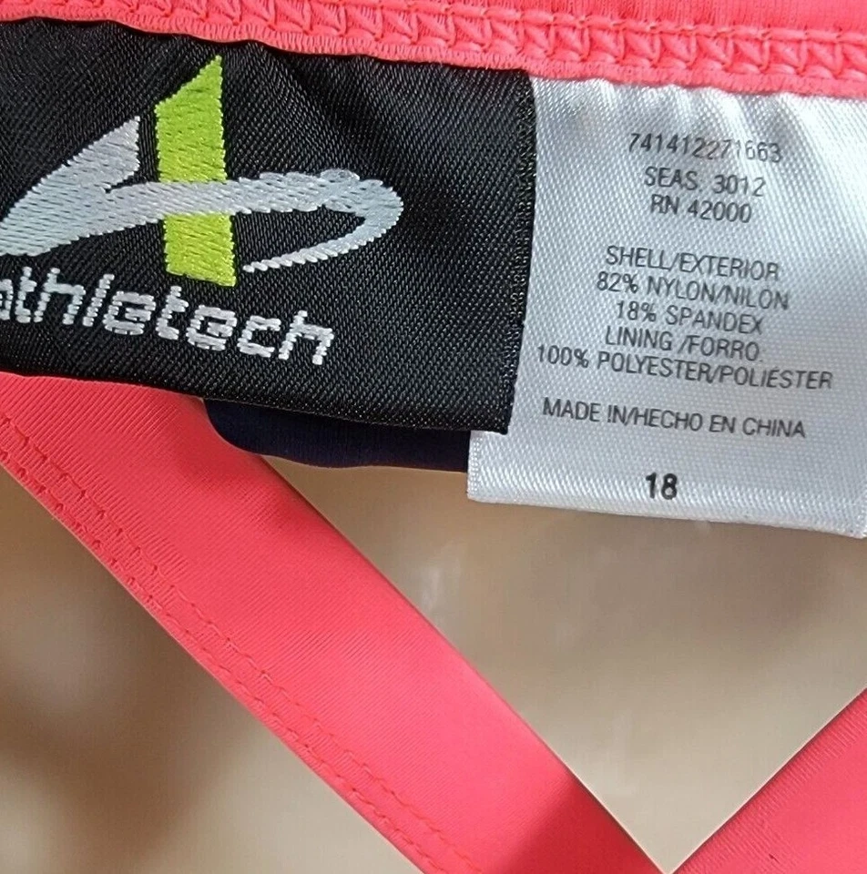 ATHLETECH Traje de Baño Tankini Natación Halter Deportes Atlético Top Talla 18 2X Azul Rosa Foto 3 de 4