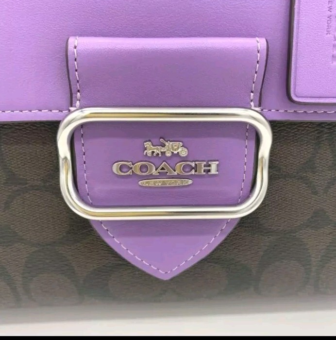 しましまちゃん 未使用　COACH ダークパープル　クロコ風2wayバッグ COACH OUTLET Morgan Top Handle Satchel Purple 2way Hand Bag