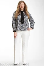 NWT $168 MYNT 1792 Womens Plus White Pants Office 24W Houndstooth 24 W Tall 
