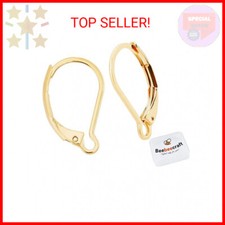 Beebeecraft 1 Box 50Pcs Leverback Earring Findings 24K Gold Plated French Earrin