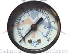 New Air pressure Gauge air compressor hydraulic 2" face 0-200 back mnt 1/4" NPT