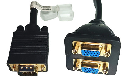 S VGA Y Verteiler SVGA Splitter Stecker 2 Buchse Kupplung 15pol PC Monitor   
