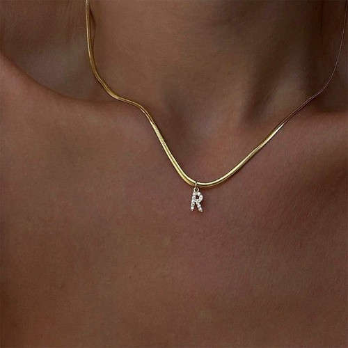 Tiny Initial Necklace Small Bling 
