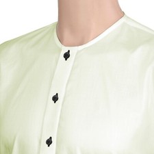 Mens Mandarin Cream Collarless Grandad Black Buttons Wedding Outfit Cotton Shirt