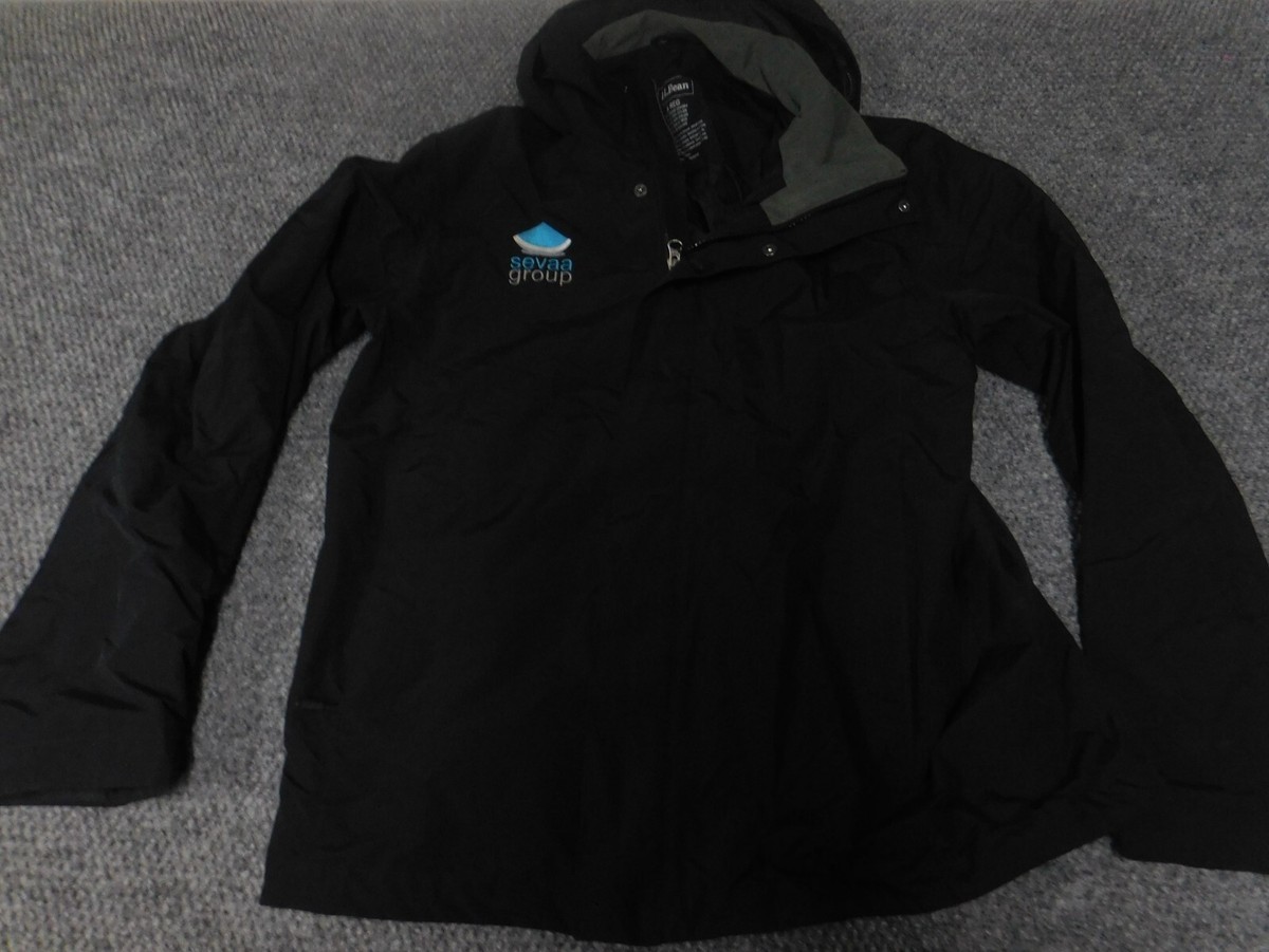 LL Beans Jacket Mens Small Black windbreaker hoodie Full Zip nyon