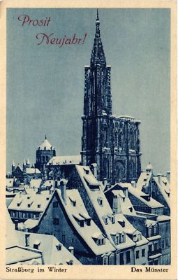 Old postcard postcard Strasbourg in winter (474647)