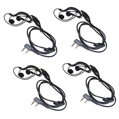 4-Pack G Shape 2 Pin Earpiece Headset for Kenwood TH / TK Series Radio Device