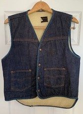 VINTAGE ROEBUCKS DENIM VEST SHERPA LINED MEDIUM  MENS SEARS