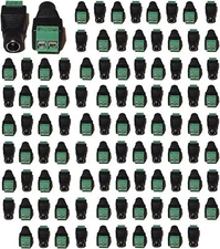 100 PCS Cat5/6 Cable Female DC Jack Connector with Screw Terminal 5.5mm x 2.1mm 