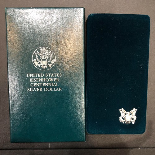 1990 Philadephia 1 Dollar Eisenhower Centennial silver coin COA H2042/2.5B - Picture 3 of 5