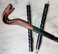 Solid Wooden Curved Walking Stick Handmade Designer Handle Cobra Snake Cane Gift
