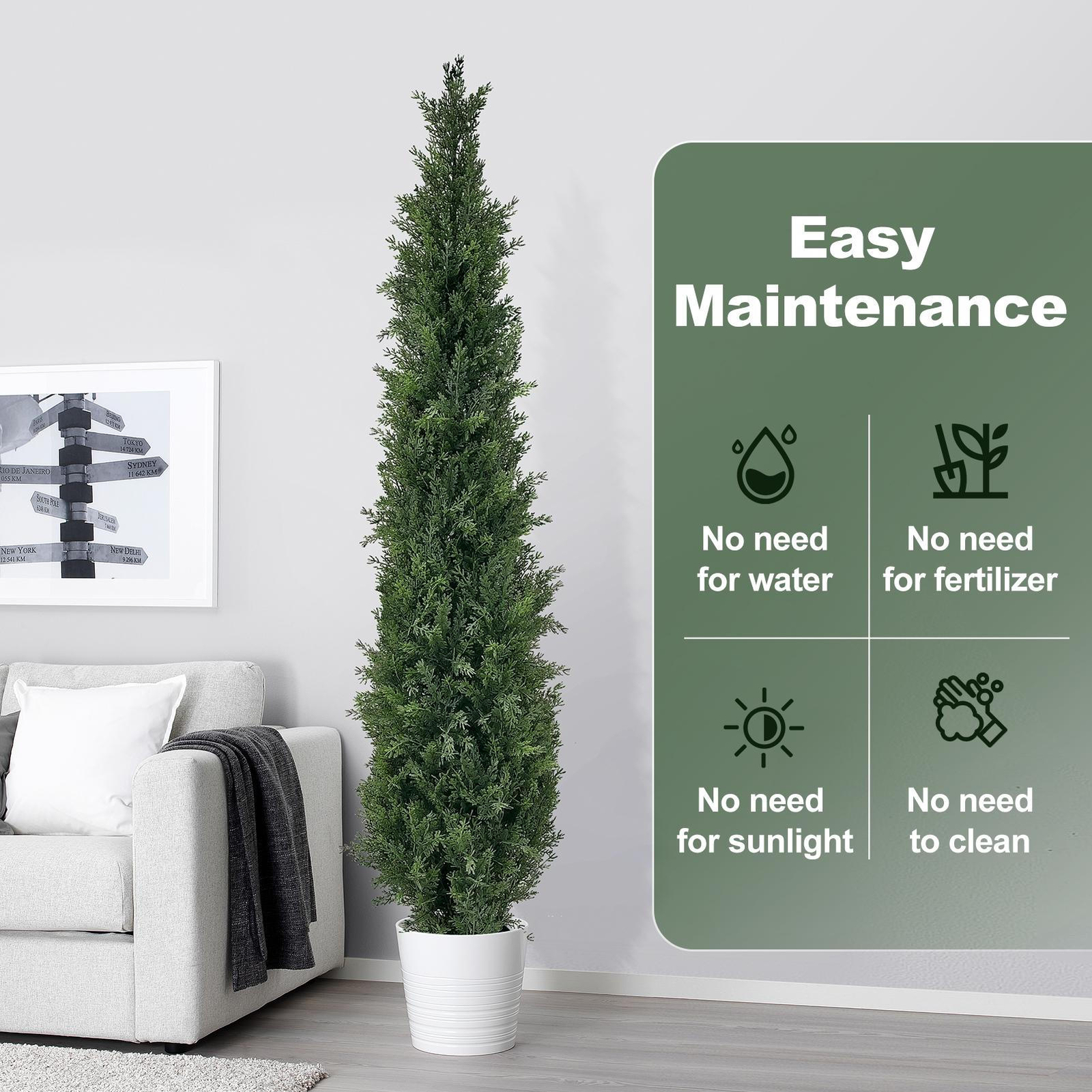 2pc 3-5ft Cedar Pine Artificial Topiary Tree for Indoor/Outdoor Christmas Decor UV Resistant
