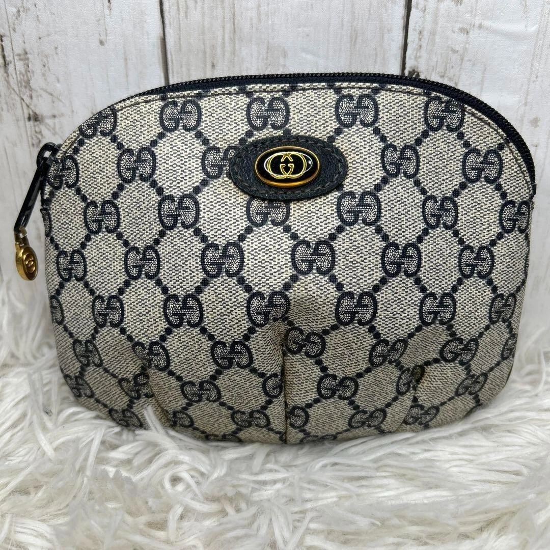 Gucci GG Supreme Accessoire à emboîtement Pochette Sac PVC Cuir OCCASION Auth #S1789