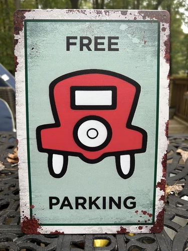 Vintage Inspired Retro Vintage Tin Sign #22 Monopoly Free Parking Game