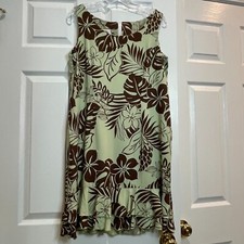 Vintage MD Fashion Womens Dress Size L Tropical Floral Ruffle Beach Knee Length
